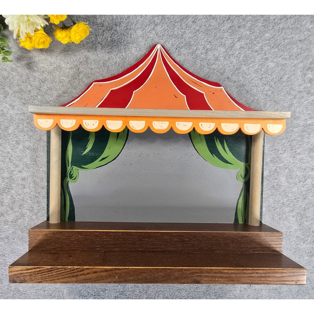 Vintage ANRI Circus Stage Shelf Wood Hand Painted Italy Theater Figurine Display